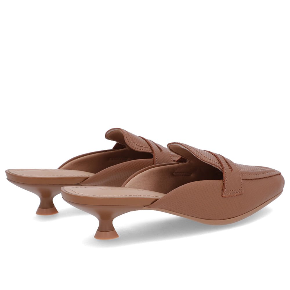 Mule Marrom Couro Salto Kitten Marrom 3