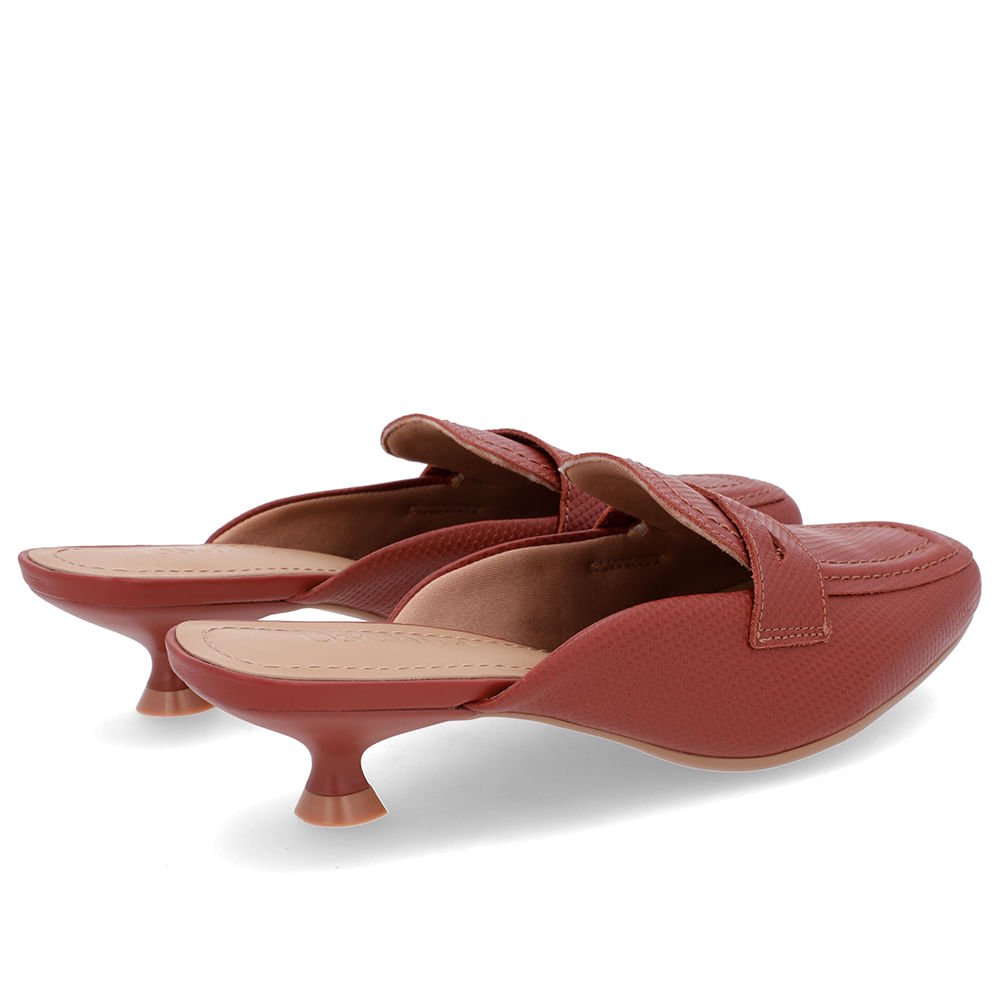 Mule Marrom Couro Salto Kitten Marrom 3