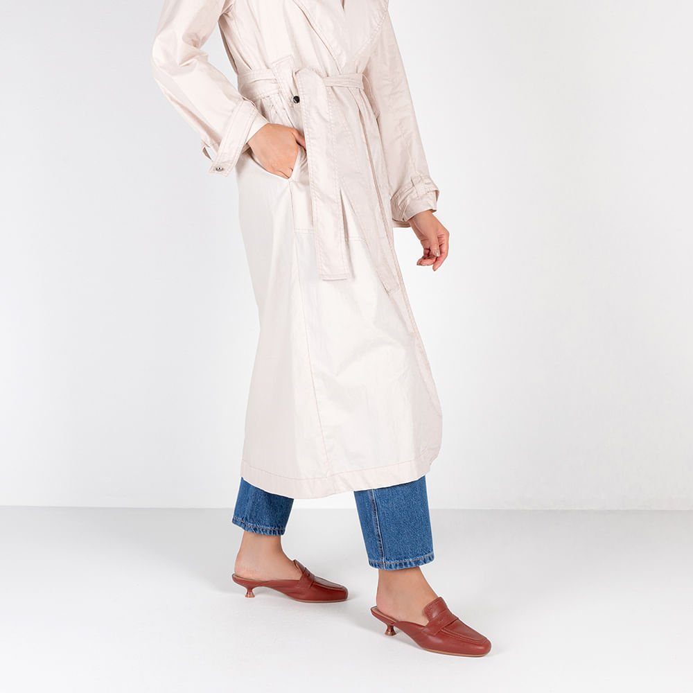 Mule Marrom Couro Salto Kitten Marrom 4