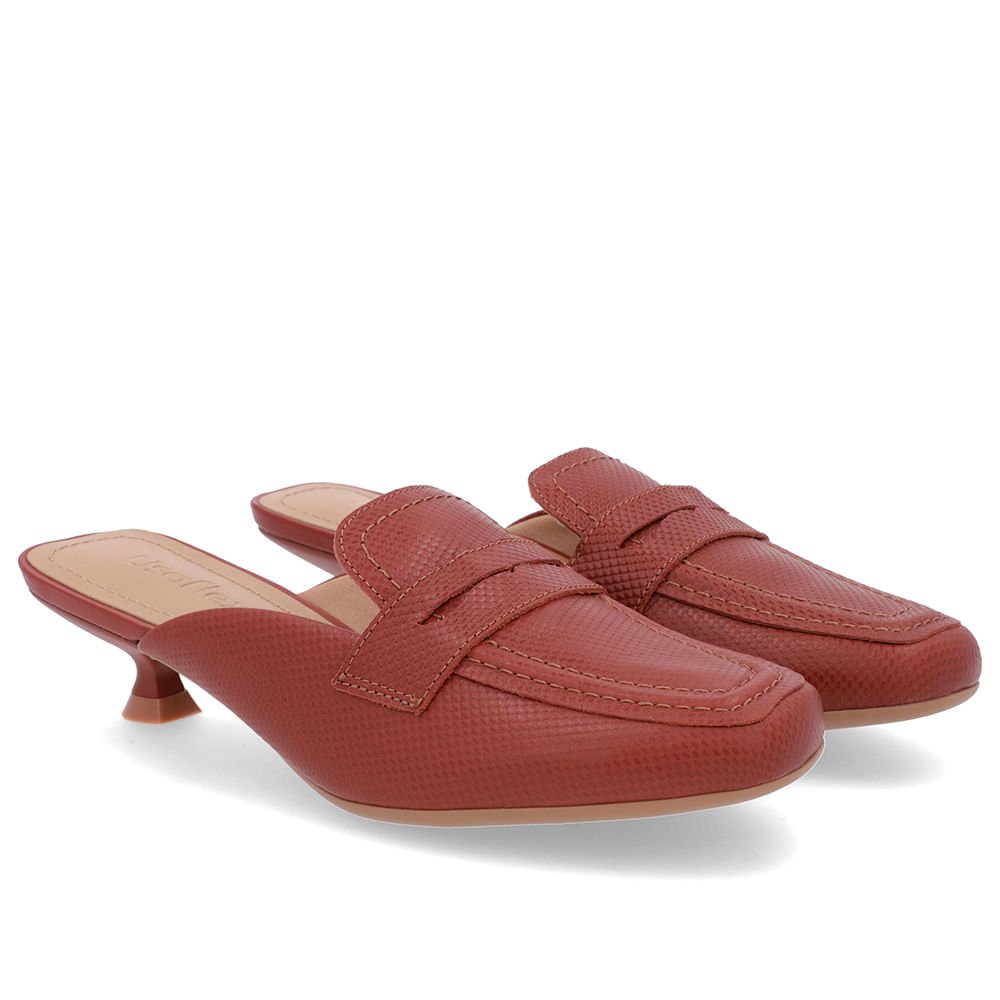 Mule Marrom Couro Salto Kitten Marrom 2