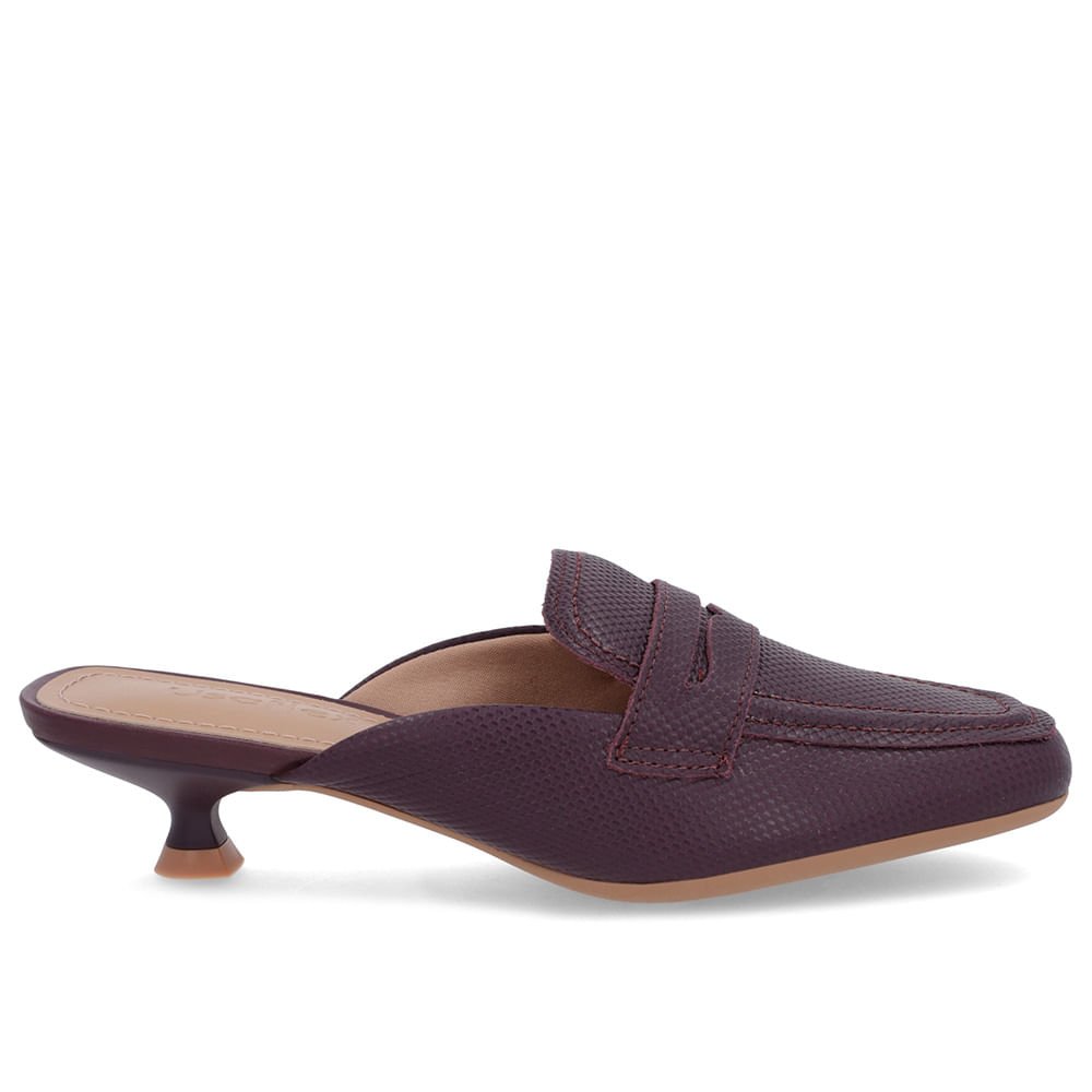 Mule Roxa Couro Salto Kitten
