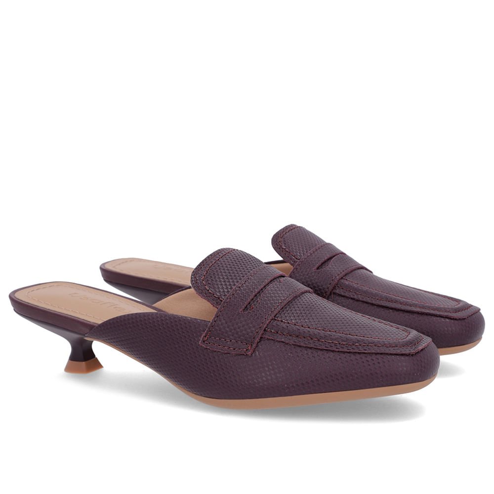 Mule Roxa Couro Salto Kitten Roxo 2