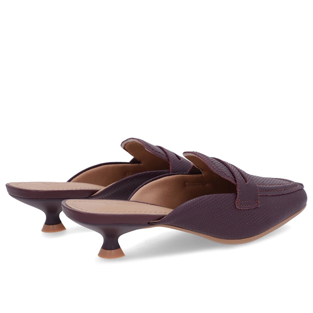 Mule Roxa Couro Salto Kitten Roxo 3