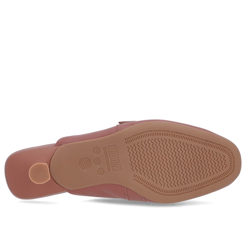 Mule Rosa Couro Salto Kitten Fivela Rosa 5