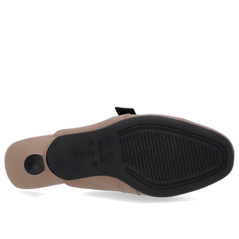 Mule Marrom Claro Couro Salto Kitten Fivela Marrom 5