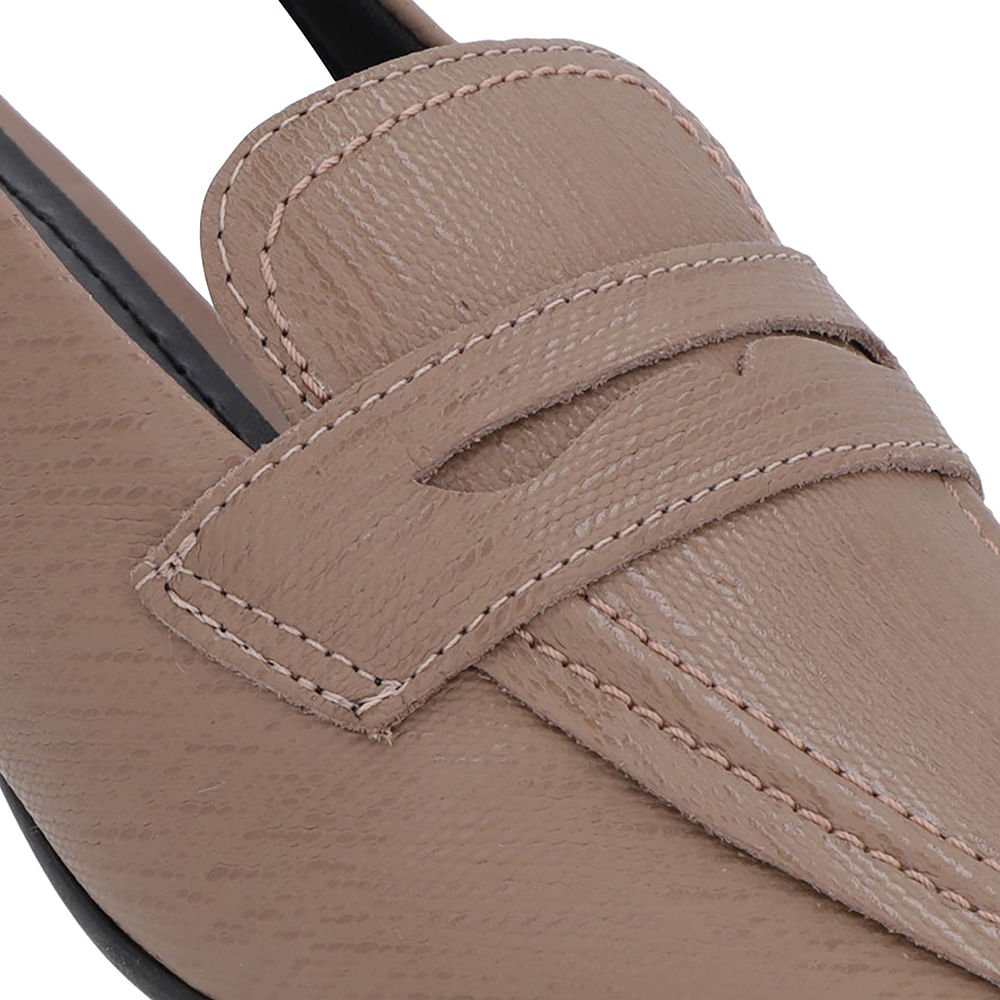 Slingback Marrom Tira Calcanhar Couro Textura Marrom 4