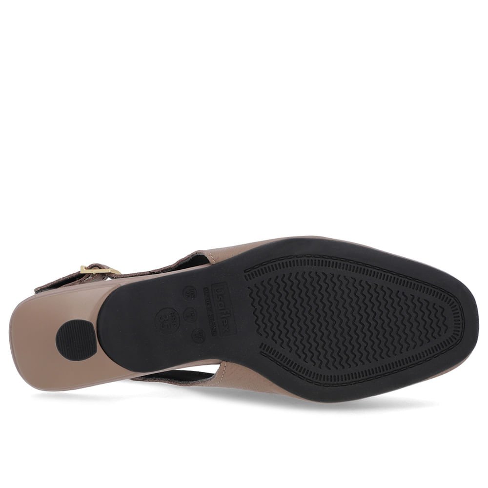 Slingback Marrom Tira Calcanhar Couro Textura Marrom 5