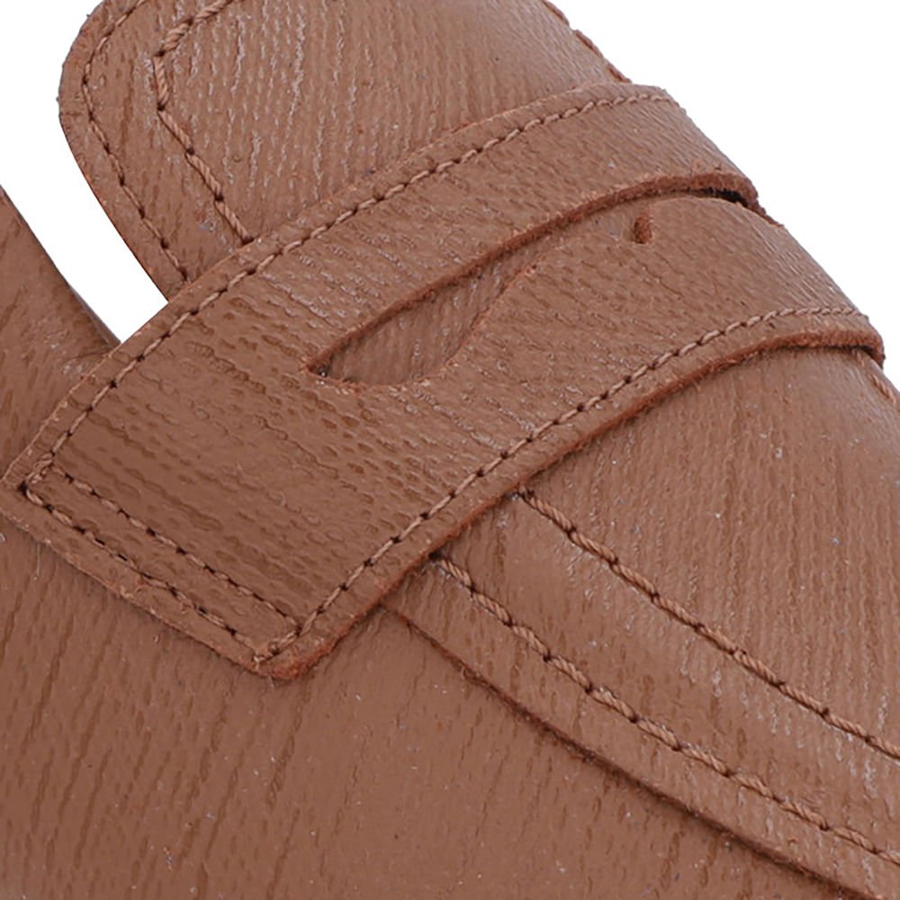 Slingback Marrom Tira Calcanhar Couro Textura Marrom 4