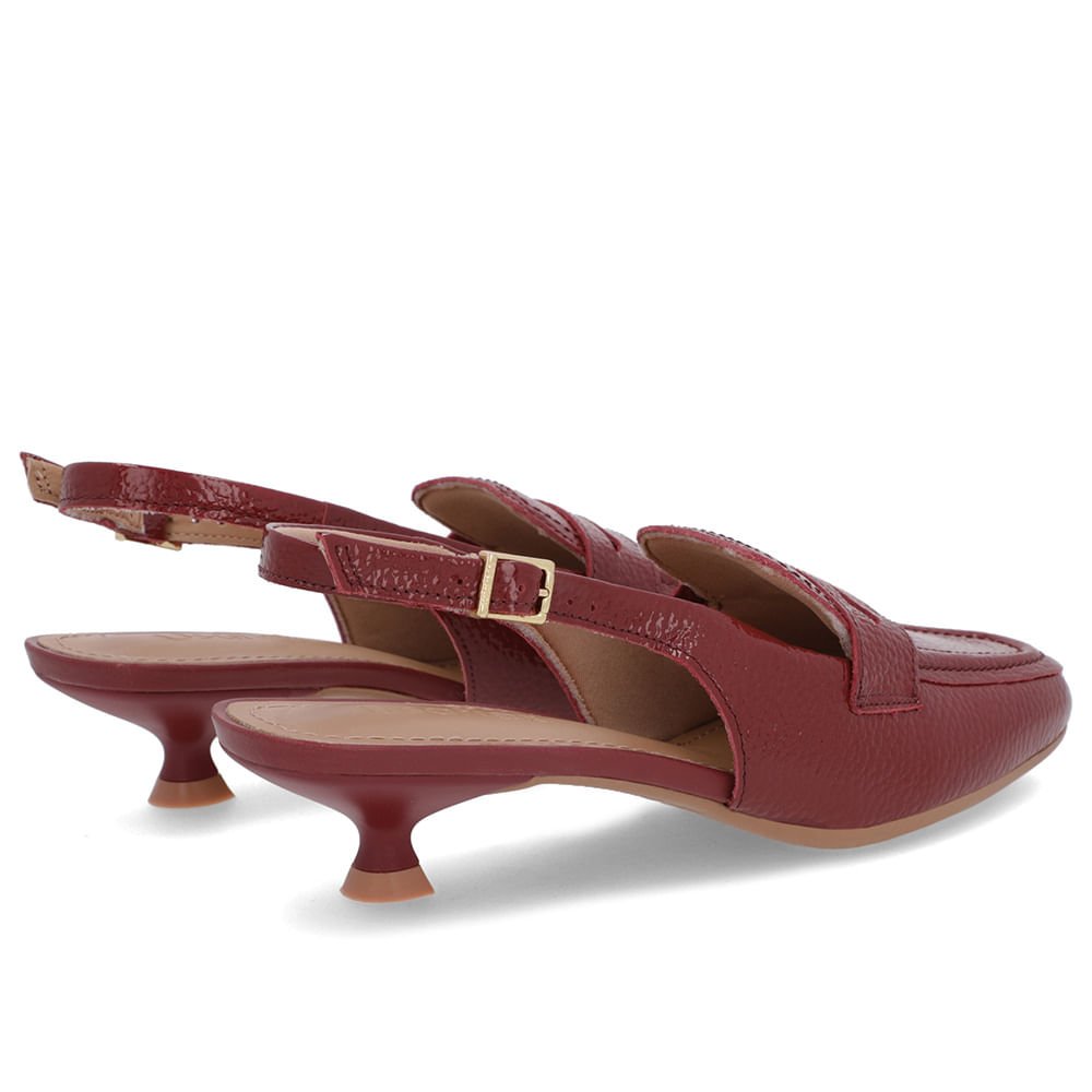 Slingback Vermelho Tira Calcanhar Verniz Textura Bordô 3
