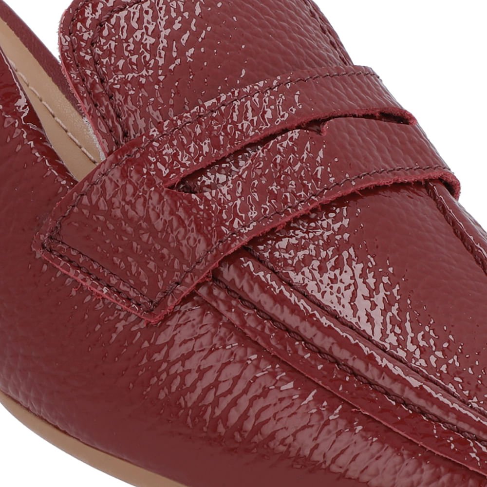 Slingback Vermelho Tira Calcanhar Verniz Textura Bordô 4