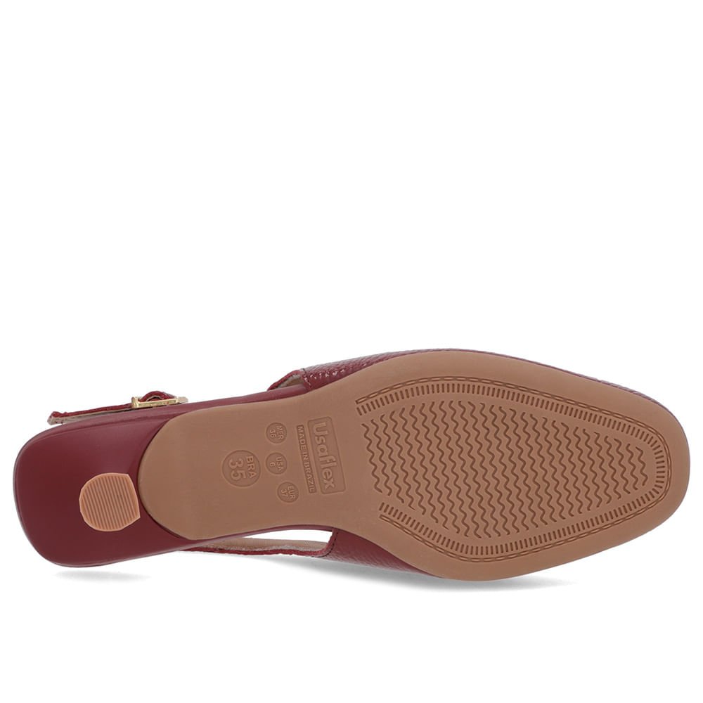 Slingback Vermelho Tira Calcanhar Verniz Textura Bordô 5