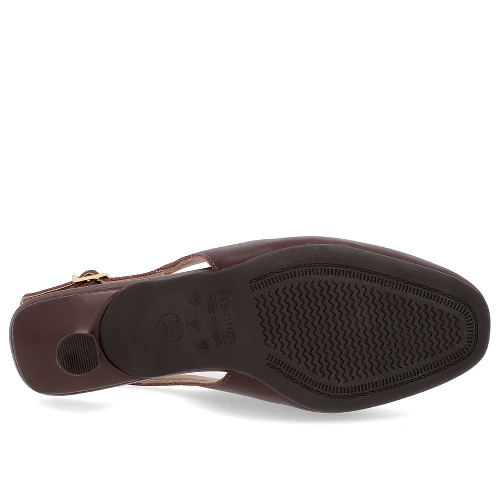 Slingback Marrom Tira Calcanhar Couro Bridão Marrom 5