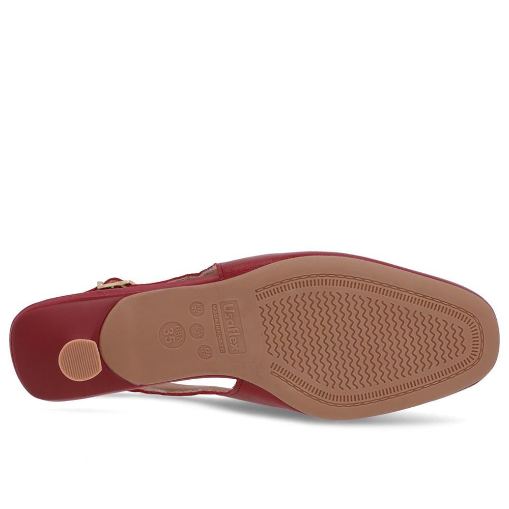 Slingback Vermelho Tira Calcanhar Couro Bridão Vermelho 5