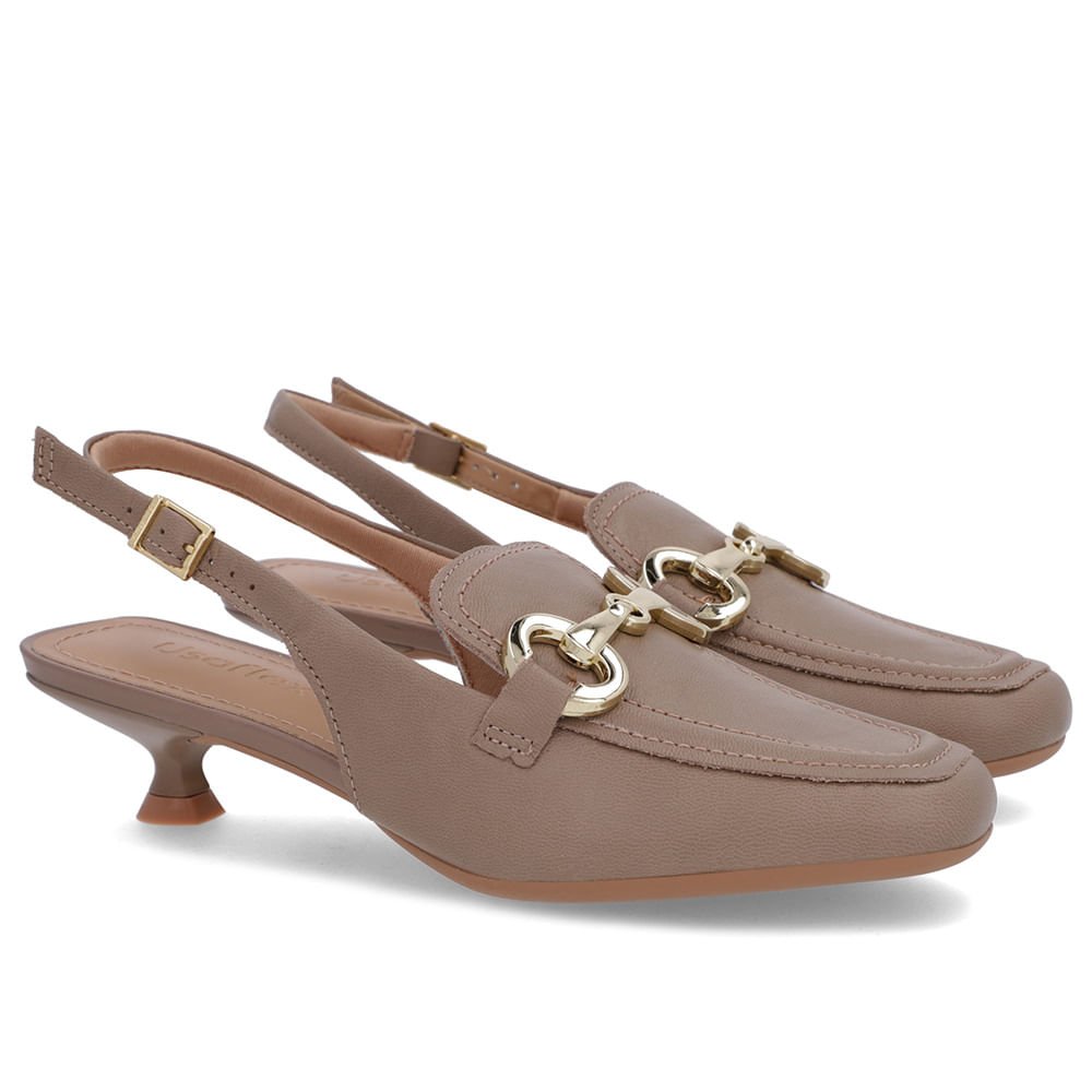 Slingback Marrom Tira Calcanhar Couro Bridão Marrom 2