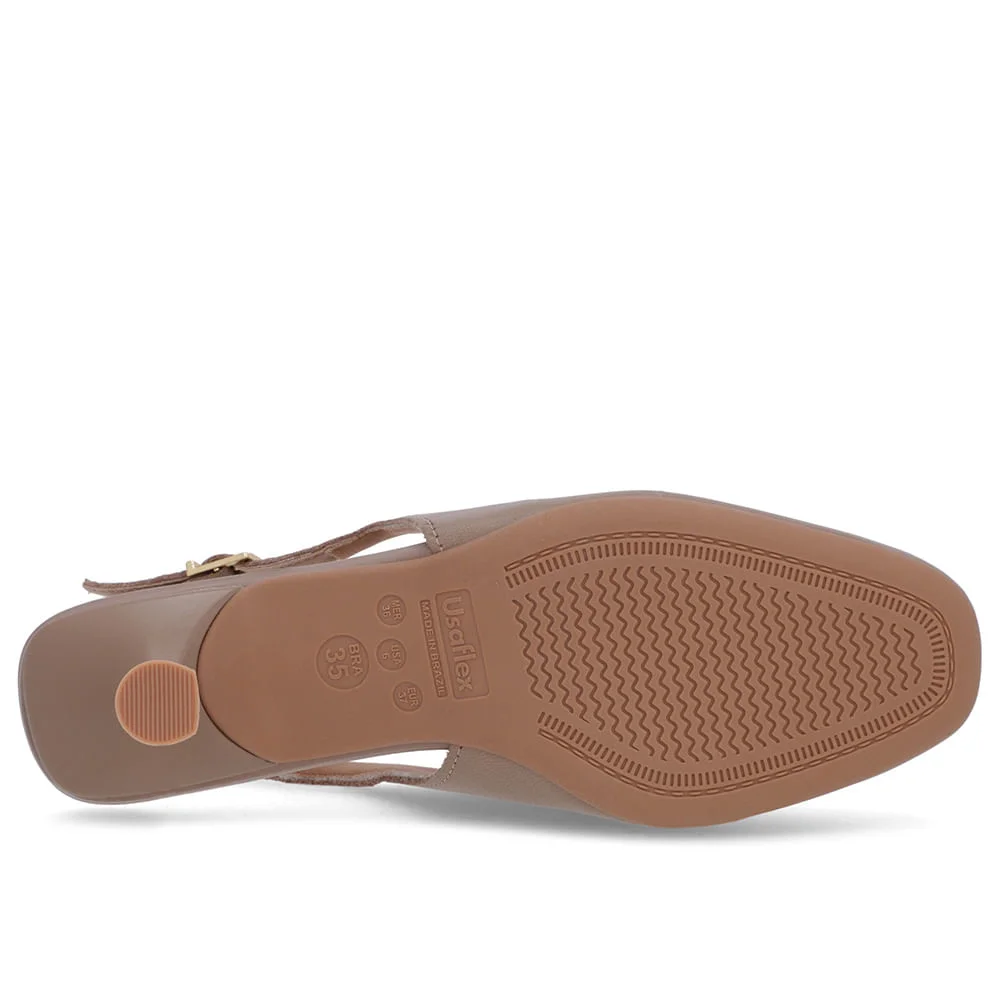 Slingback Marrom Tira Calcanhar Couro Bridão Marrom 5