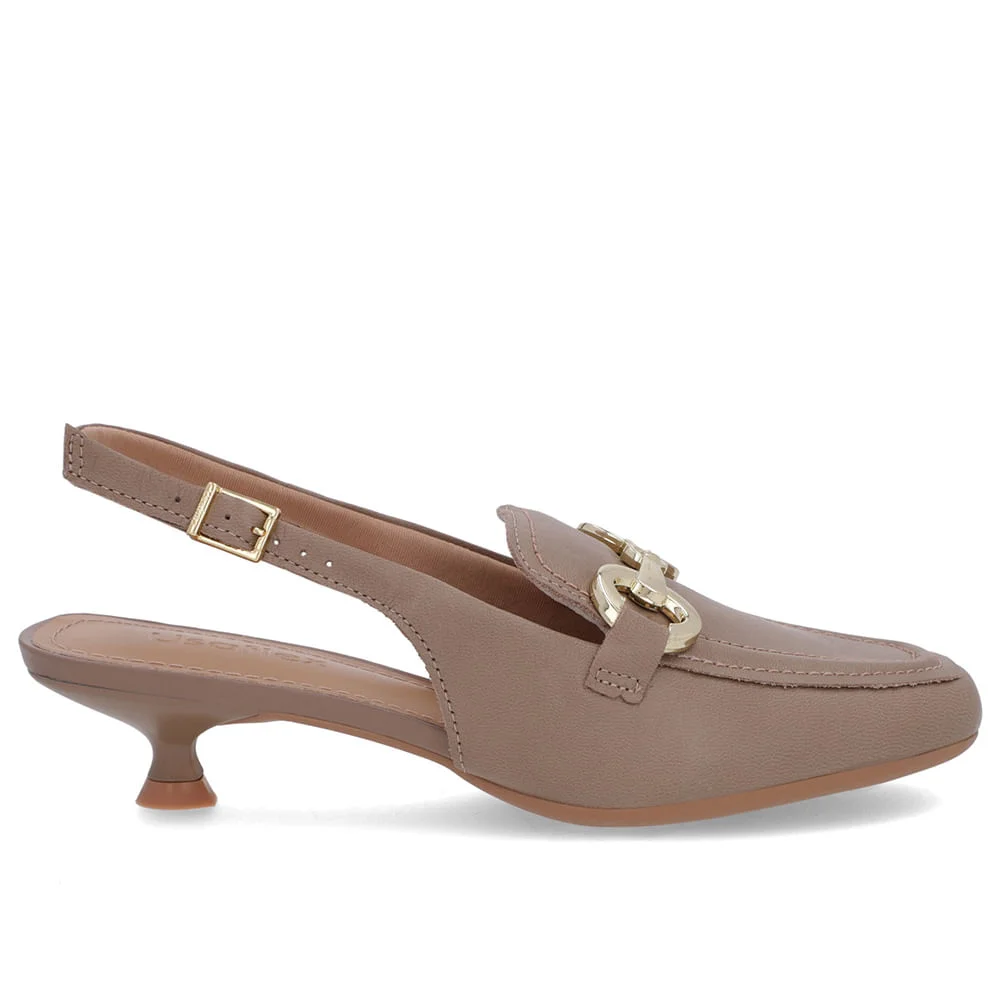 Slingback Marrom Tira Calcanhar Couro Bridão