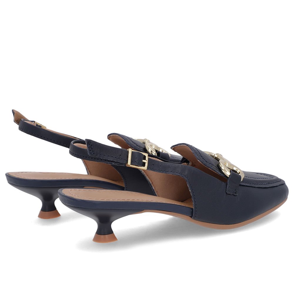 Slingback Azul Tira Calcanhar Couro Bridão Azul 3