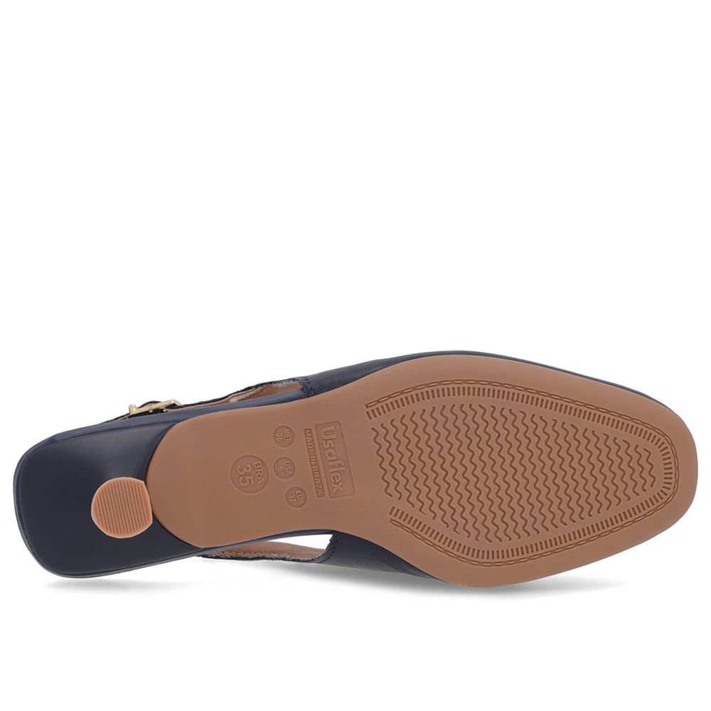 Slingback Azul Tira Calcanhar Couro Bridão Azul 5