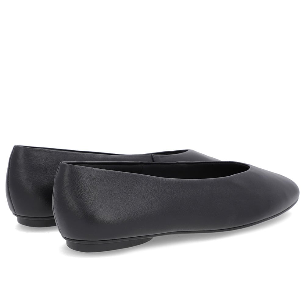 Sapatilha Preta Couro Recorte Redondo Preto 3