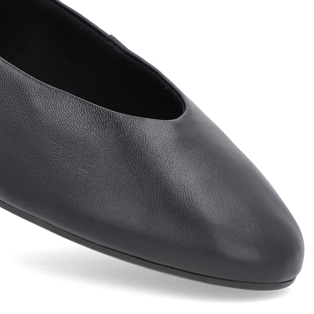 Sapatilha Preta Couro Recorte Redondo Preto 4