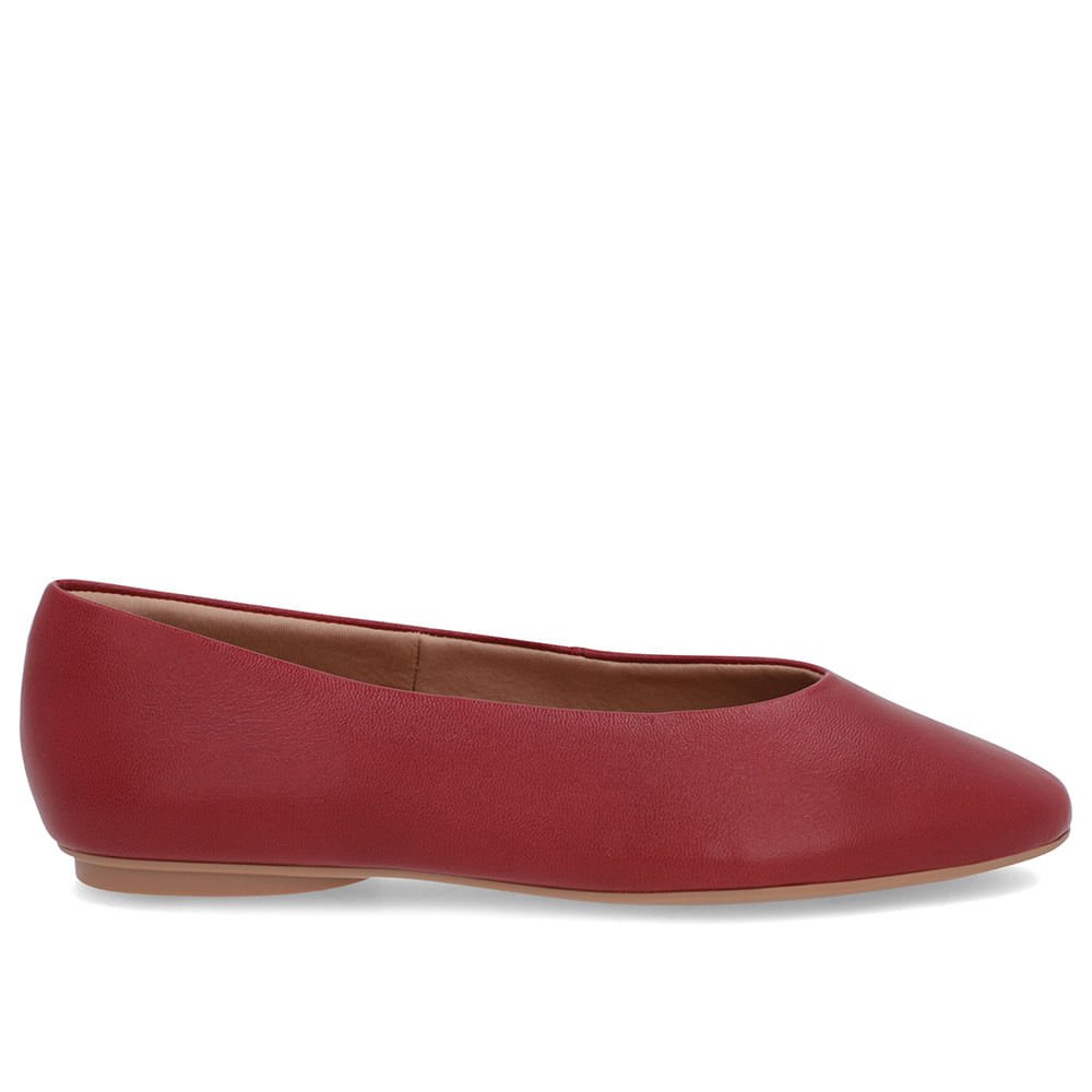 Sapatilha Vermelha Couro Recorte Redondo