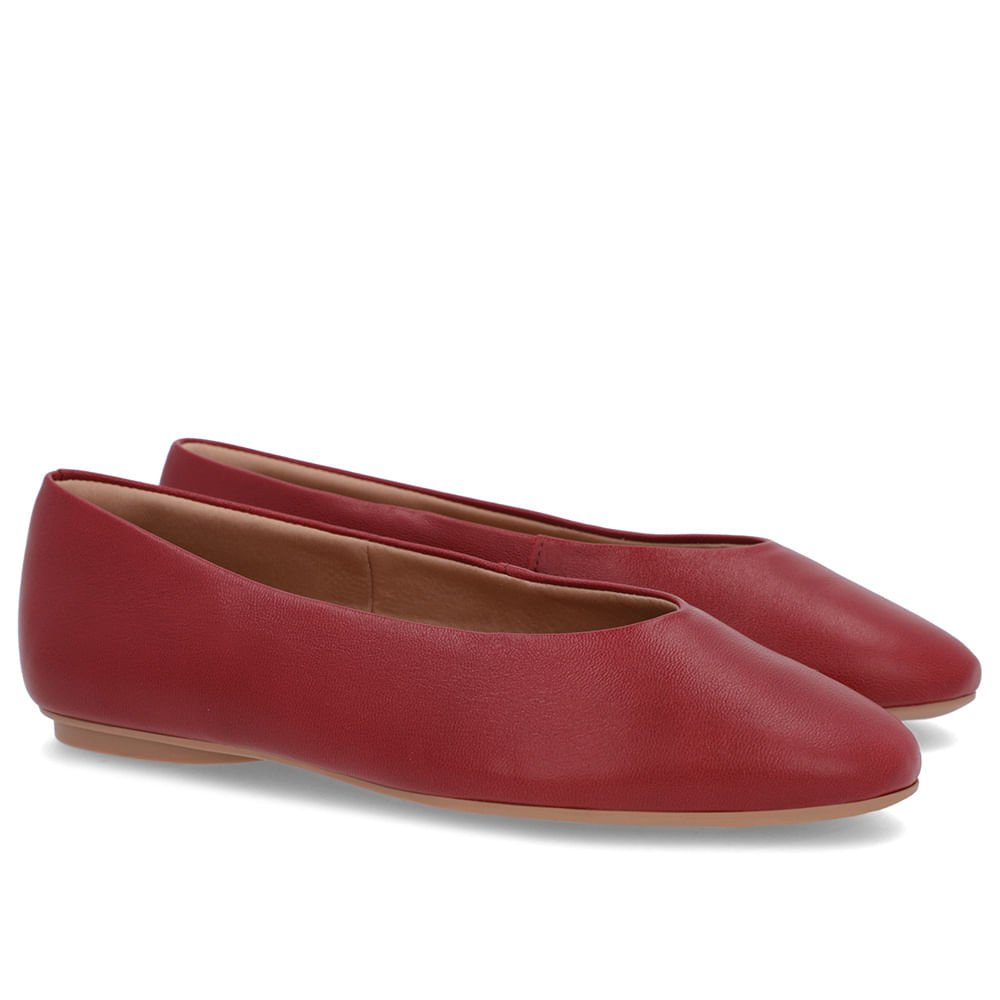 Sapatilha Vermelha Couro Recorte Redondo Vermelho 2