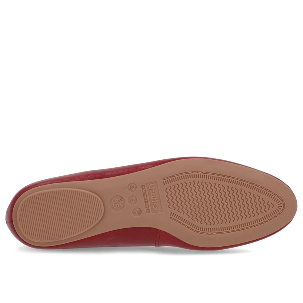 Sapatilha Vermelha Couro Recorte Redondo Vermelho 5