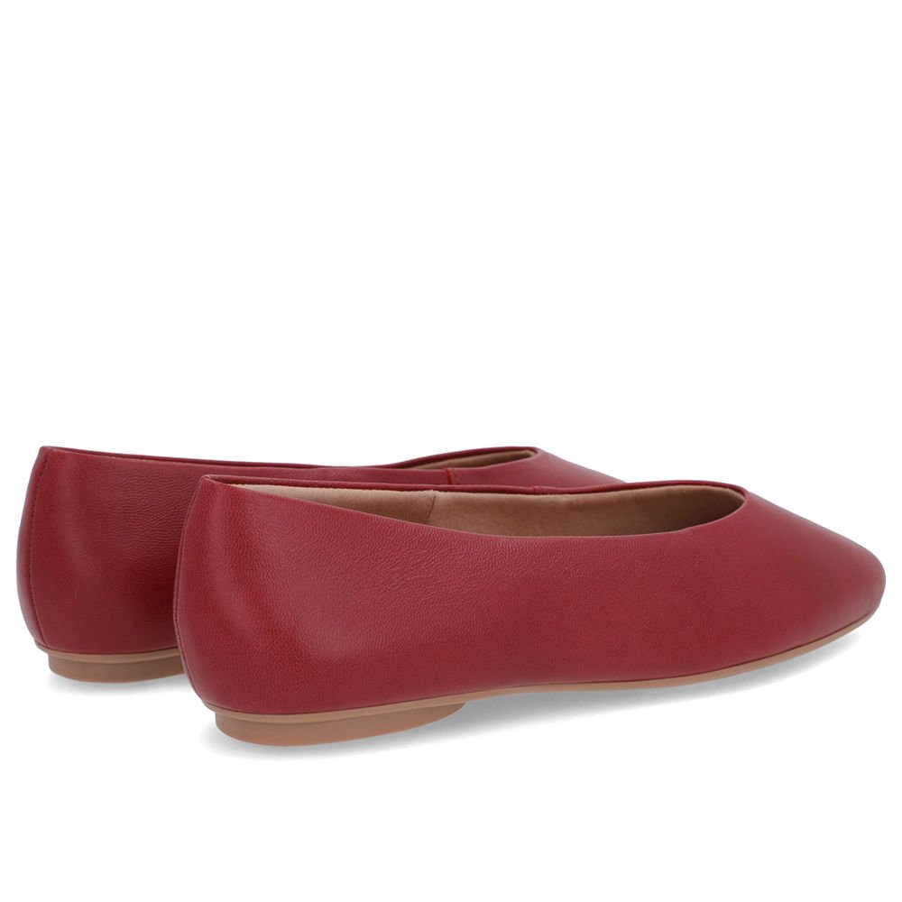 Sapatilha Vermelha Couro Recorte Redondo Vermelho 3