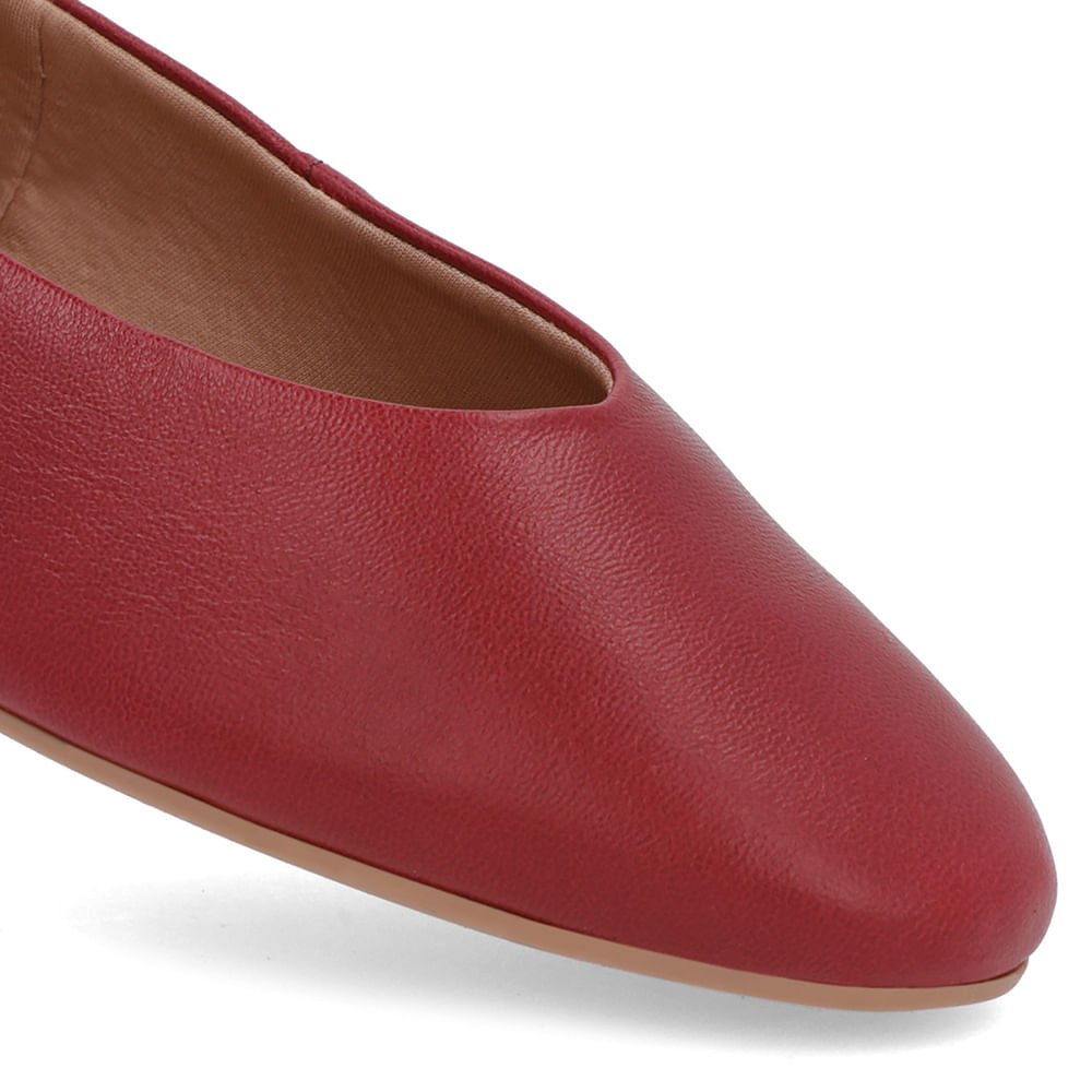 Sapatilha Vermelha Couro Recorte Redondo Vermelho 4