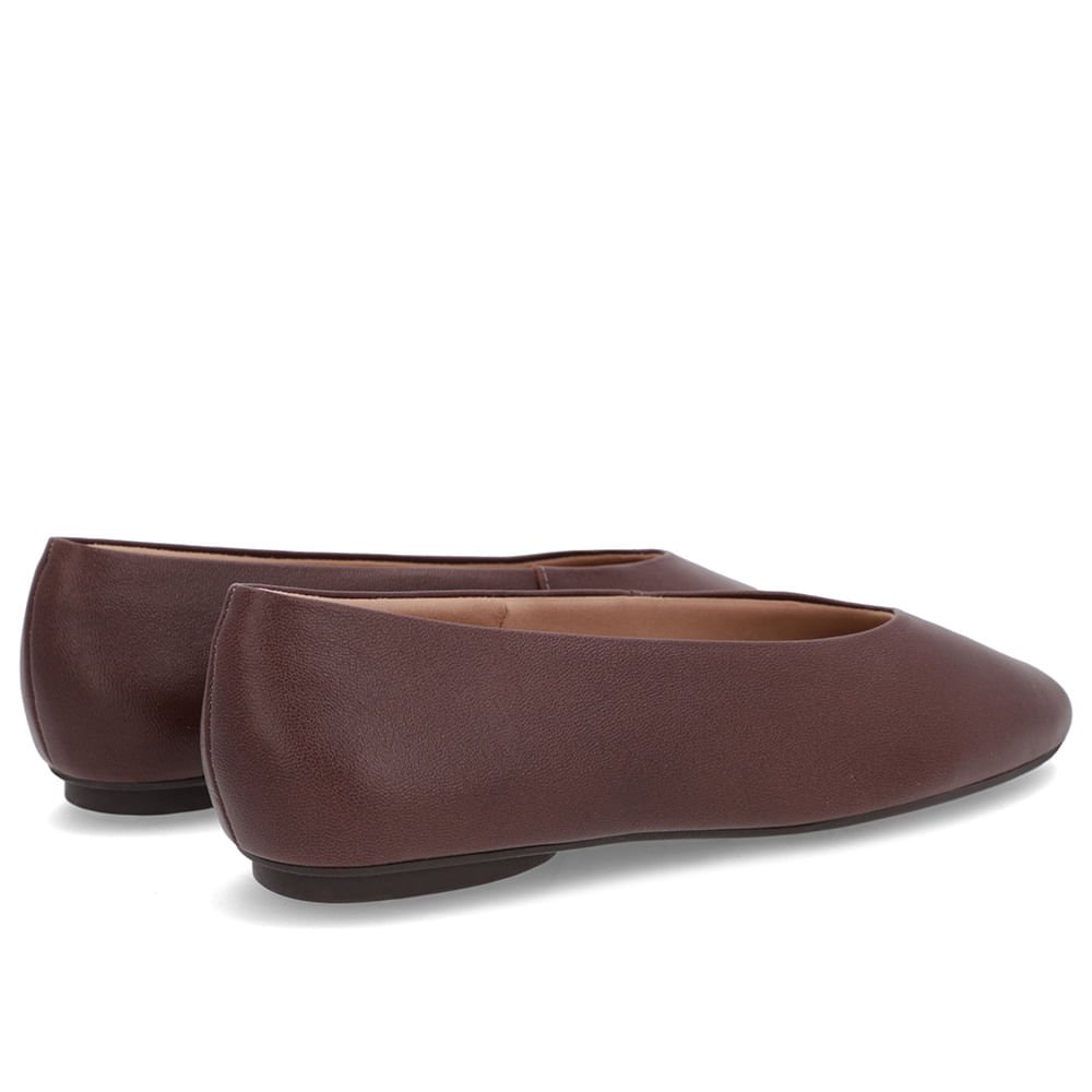 Sapatilha Marrom Couro Recorte Redondo Marrom 3