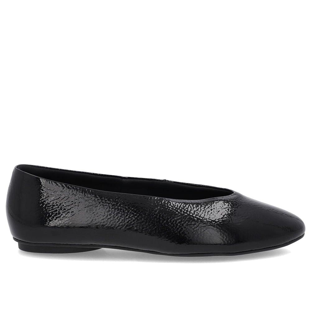 Sapatilha Preta Verniz Recorte Redondo