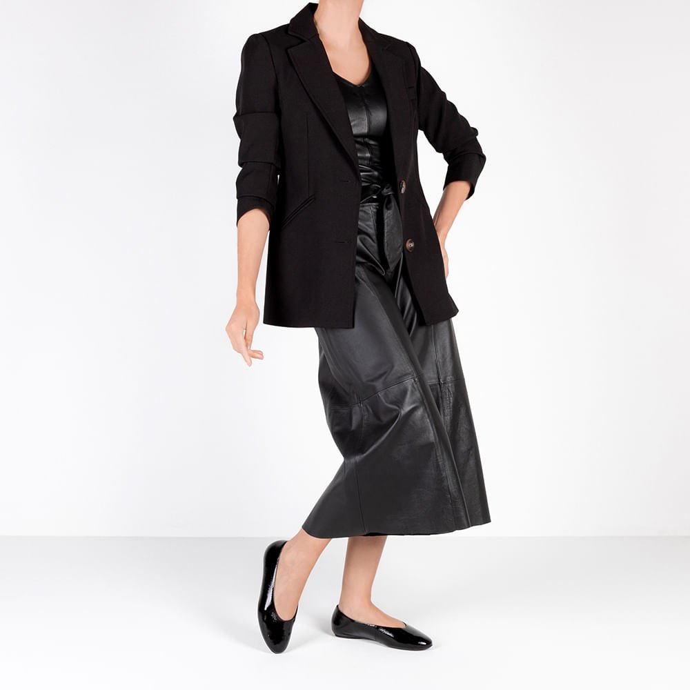 Sapatilha Preta Verniz Recorte Redondo Preto 4