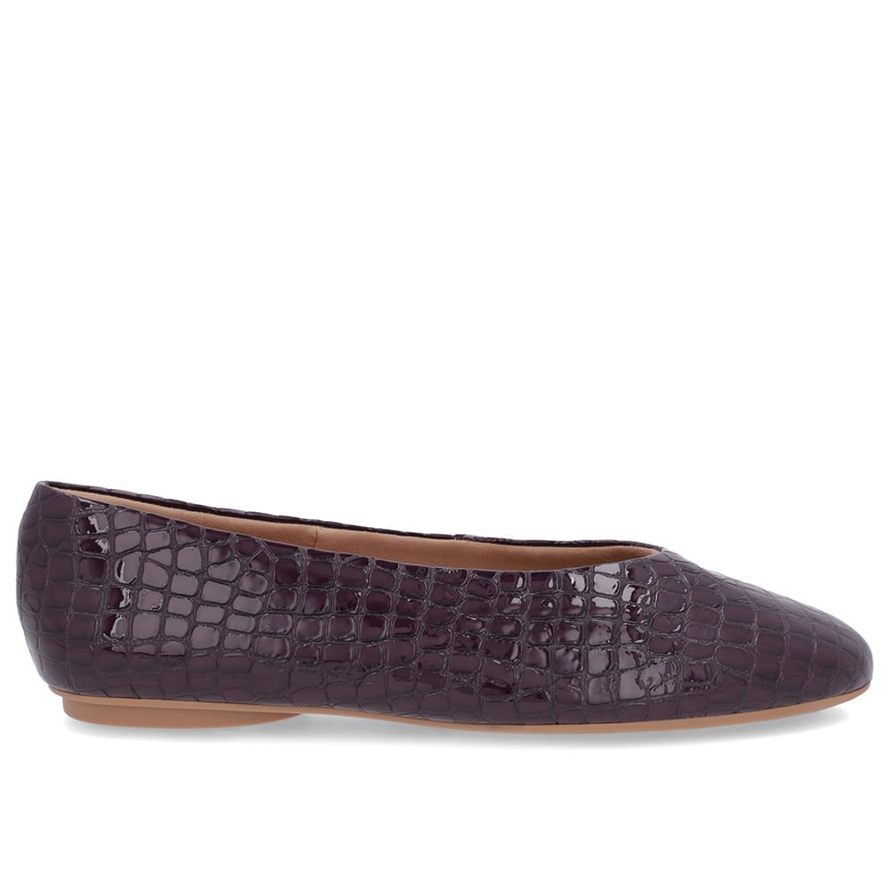 Sapatilha Roxa Verniz Croco Recorte Redondo