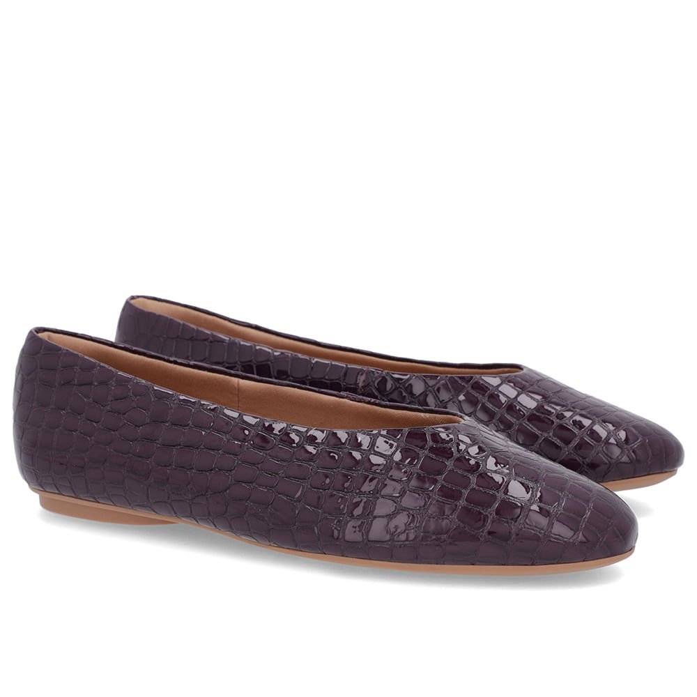 Sapatilha Roxa Verniz Croco Recorte Redondo Roxo 2