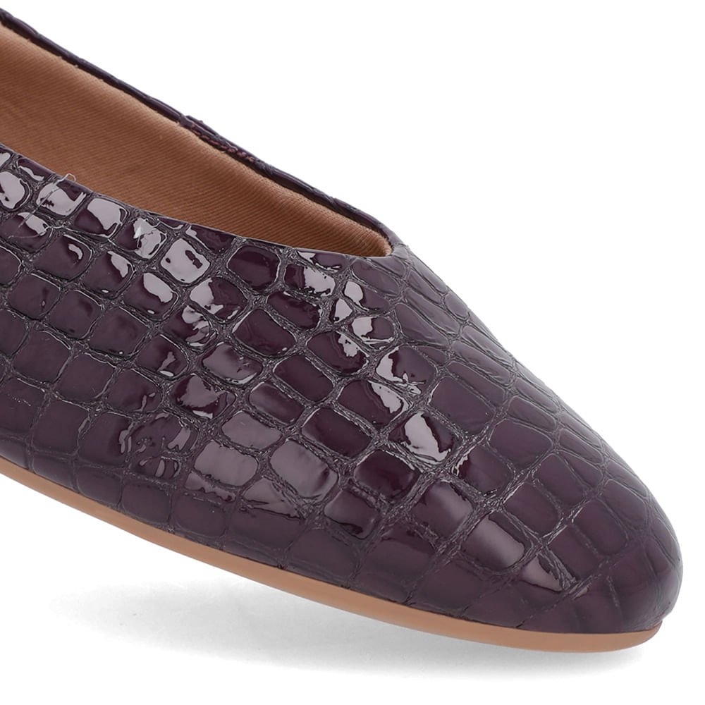 Sapatilha Roxa Verniz Croco Recorte Redondo Roxo 4