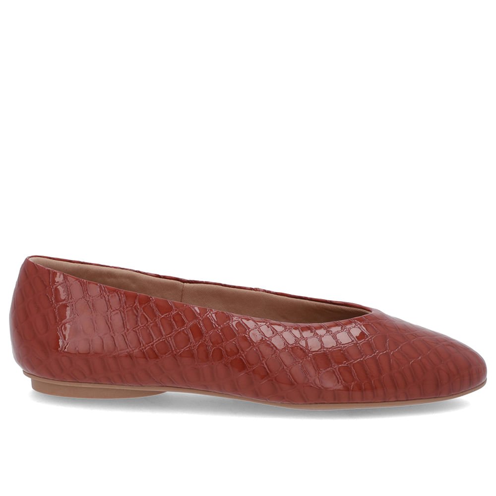 Sapatilha Marrom Verniz Croco Recorte Redondo