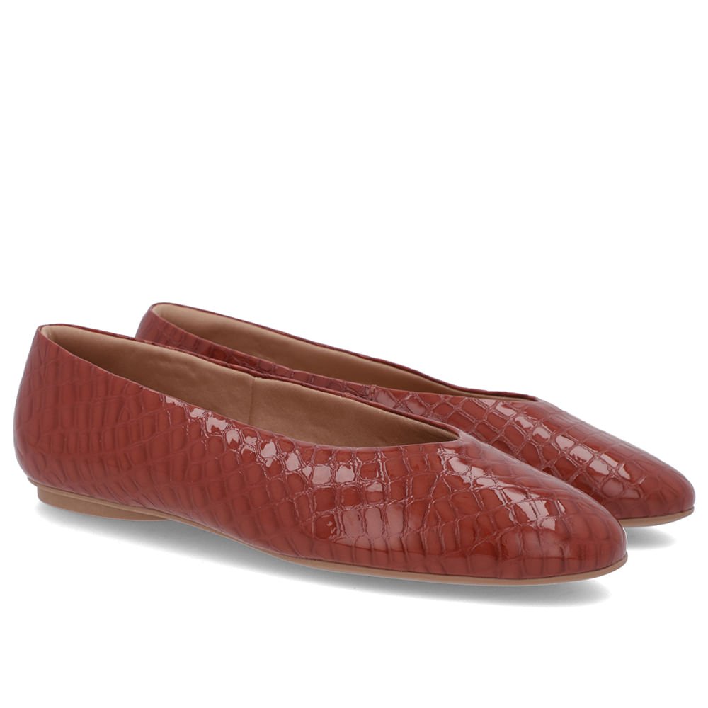 Sapatilha Marrom Verniz Croco Recorte Redondo Marrom 2