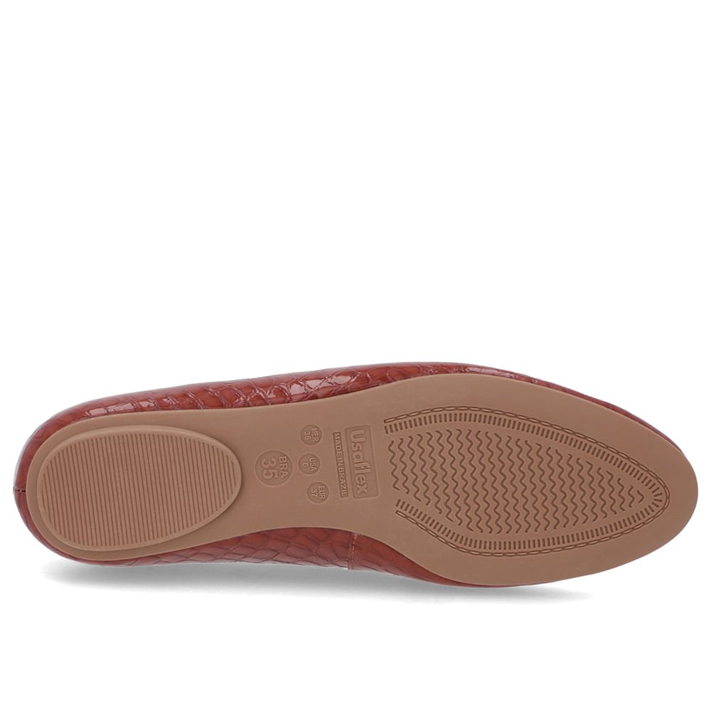 Sapatilha Marrom Verniz Croco Recorte Redondo Marrom 5