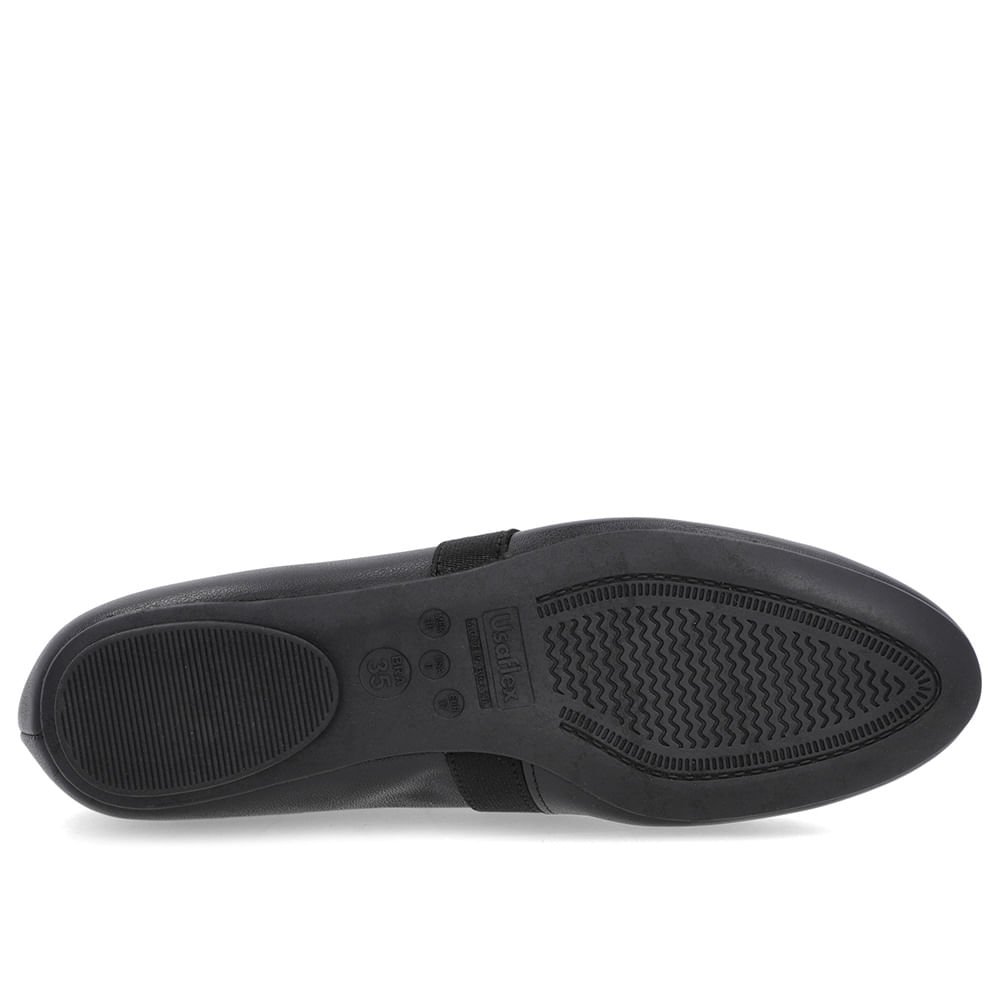 Sapatilha Preta Couro Tira Elástico Rebite Preto 5