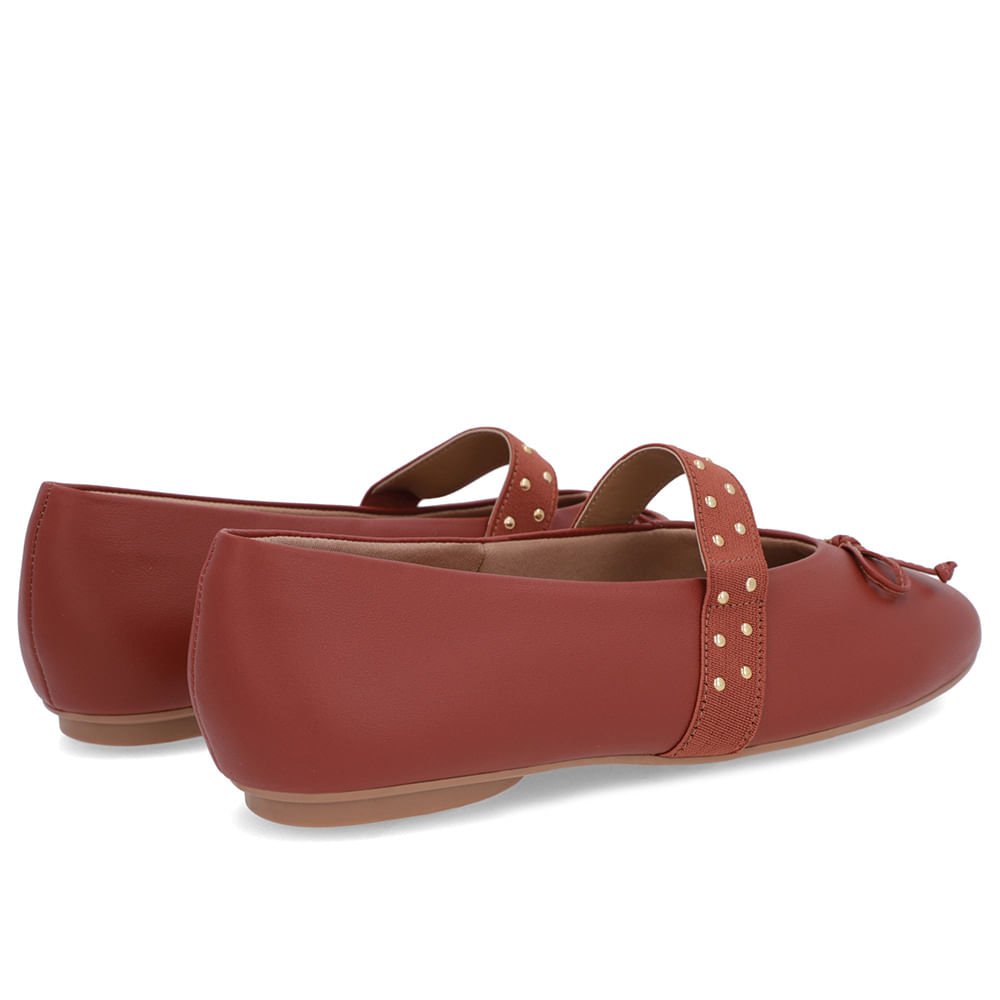 Sapatilha Marrom Couro Tira Elástico Rebite Marrom 3