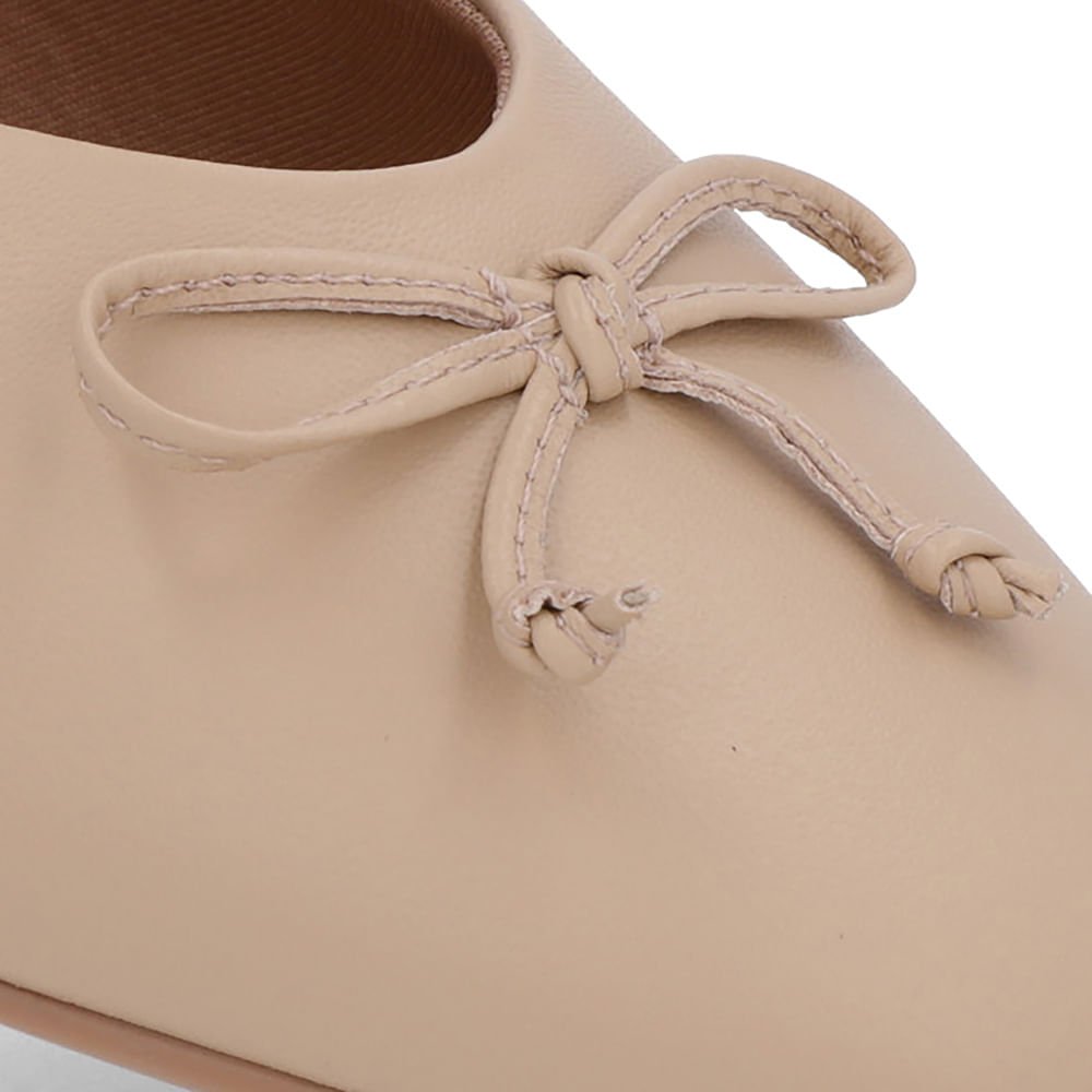 Sapatilha Bege Couro Tira Elástico Rebite Bege 4