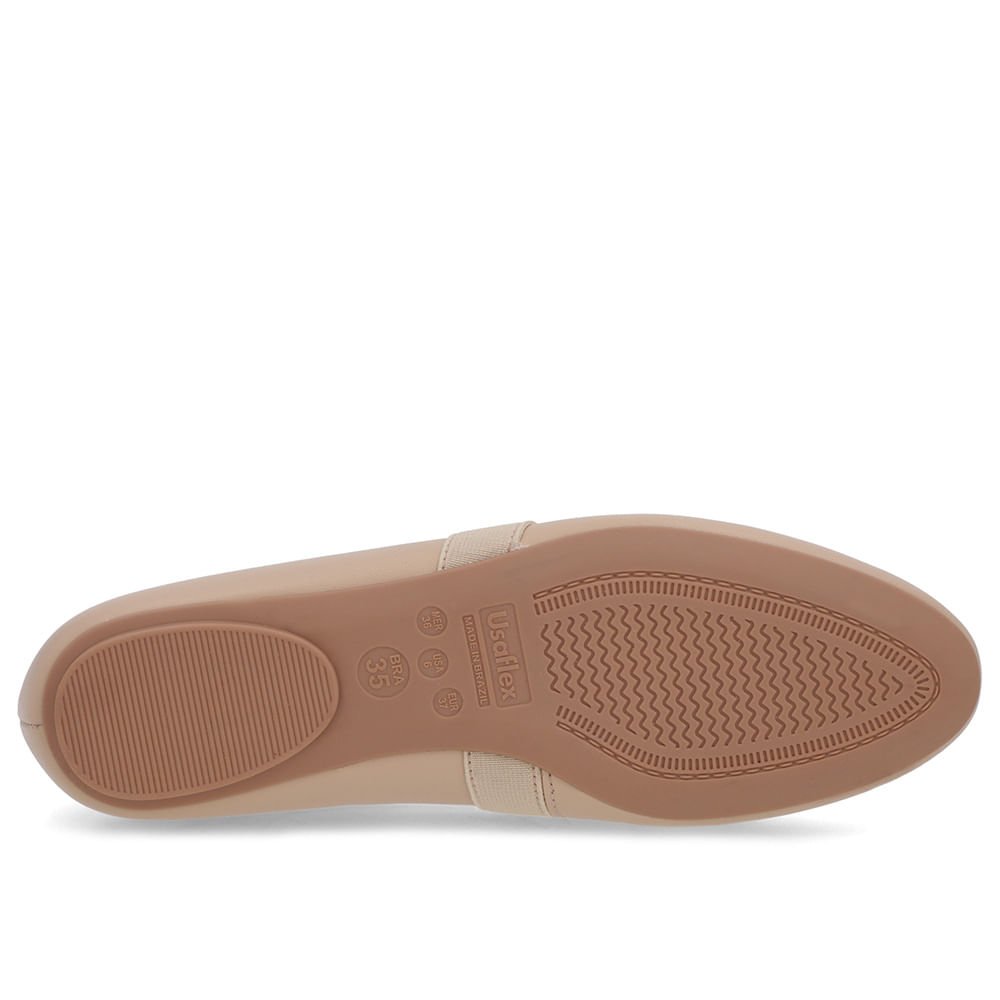 Sapatilha Bege Couro Tira Elástico Rebite Bege 5