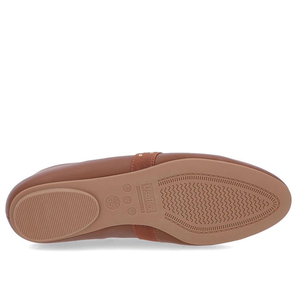 Sapatilha Marrom Couro Tira Elástico Rebite Marrom 5