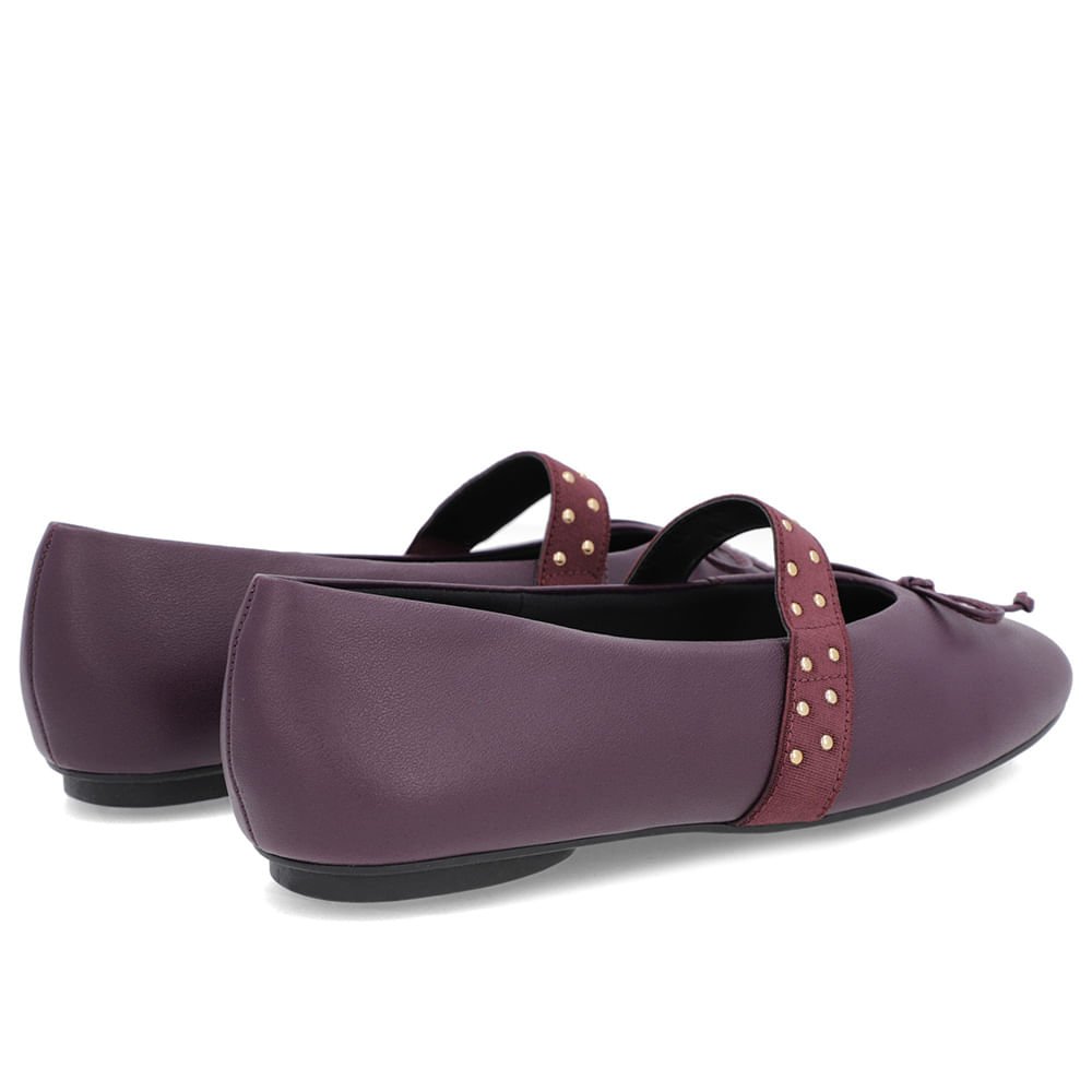 Sapatilha Roxa Couro Tira Elástico Rebite Roxo 3