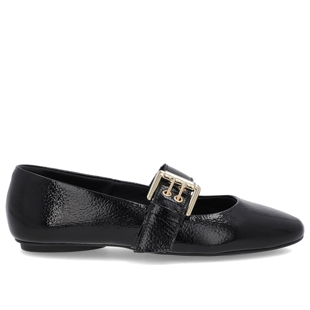 Sapatilha Preta Verniz Tira Fivela