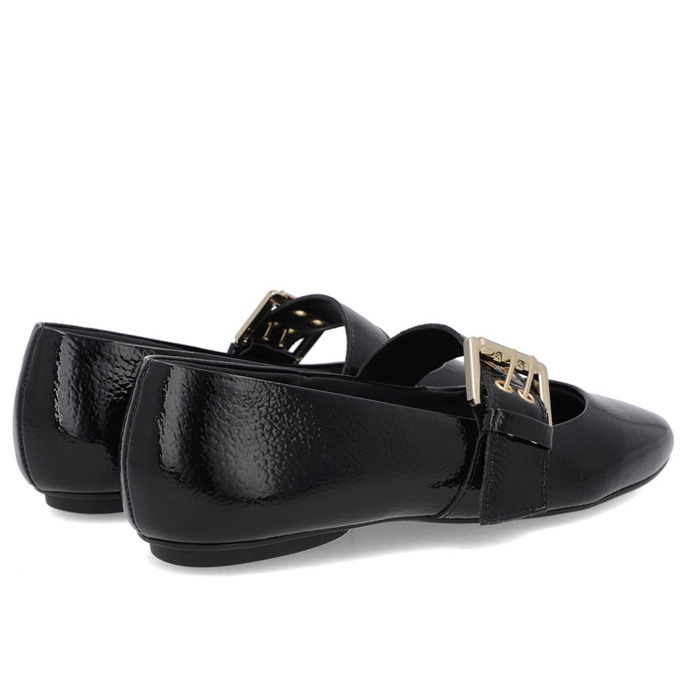 Sapatilha Preta Verniz Tira Fivela Preto 3
