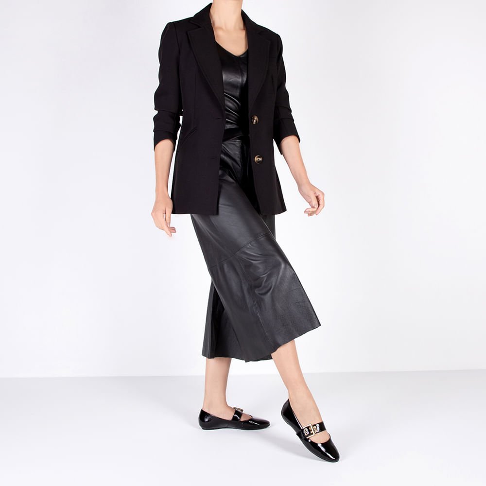 Sapatilha Preta Verniz Tira Fivela Preto 4