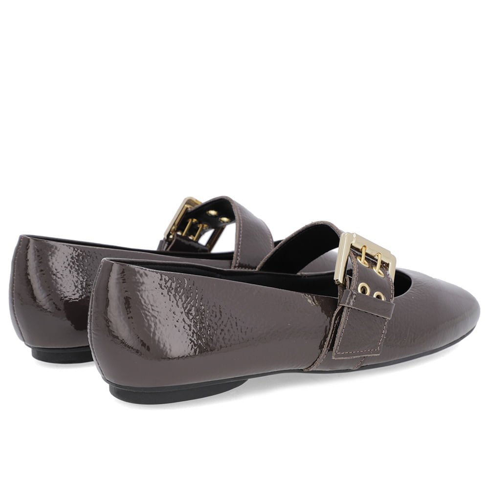 Sapatilha Marrom Verniz Tira Fivela Marrom 3