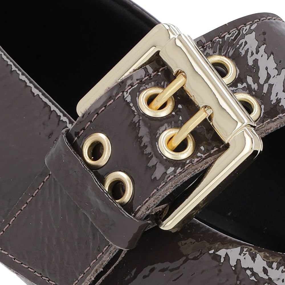 Sapatilha Marrom Verniz Tira Fivela Marrom 4