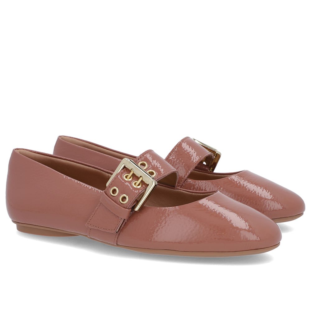 Sapatilha Rosa Verniz Tira Fivela Rosa 2